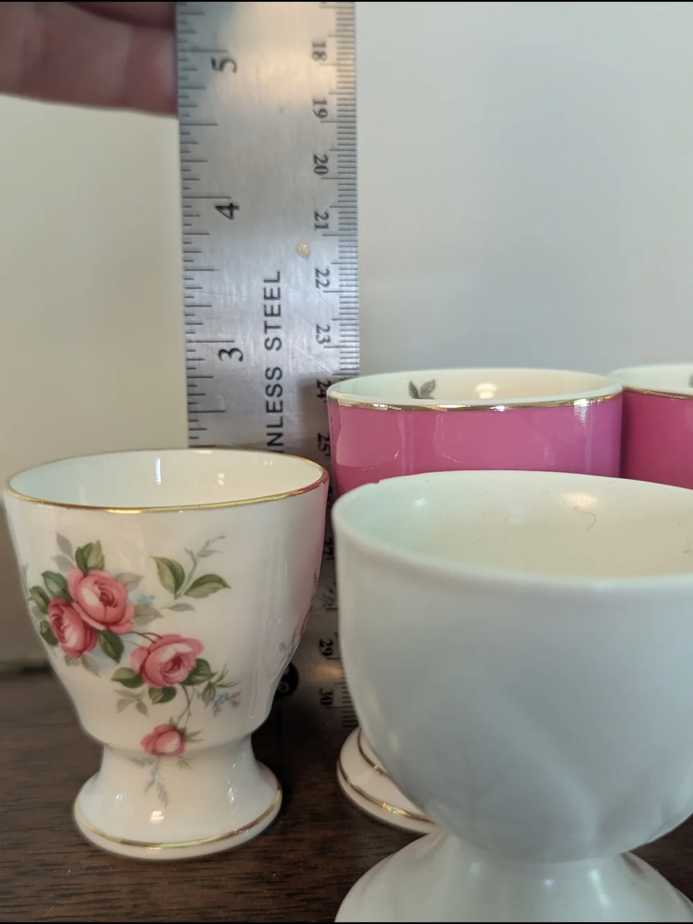 Egg Cups Aynsley Grotto Rose Fine Bone China & Vintage Curated Set of 5